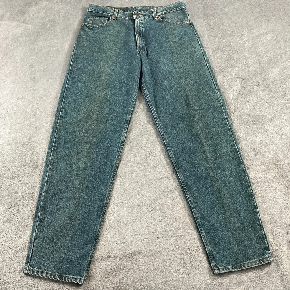 Vintage Levis 550 Jeans Mens 36x32 Green 90s Relaxed Fit Tapered Leg Made in USA